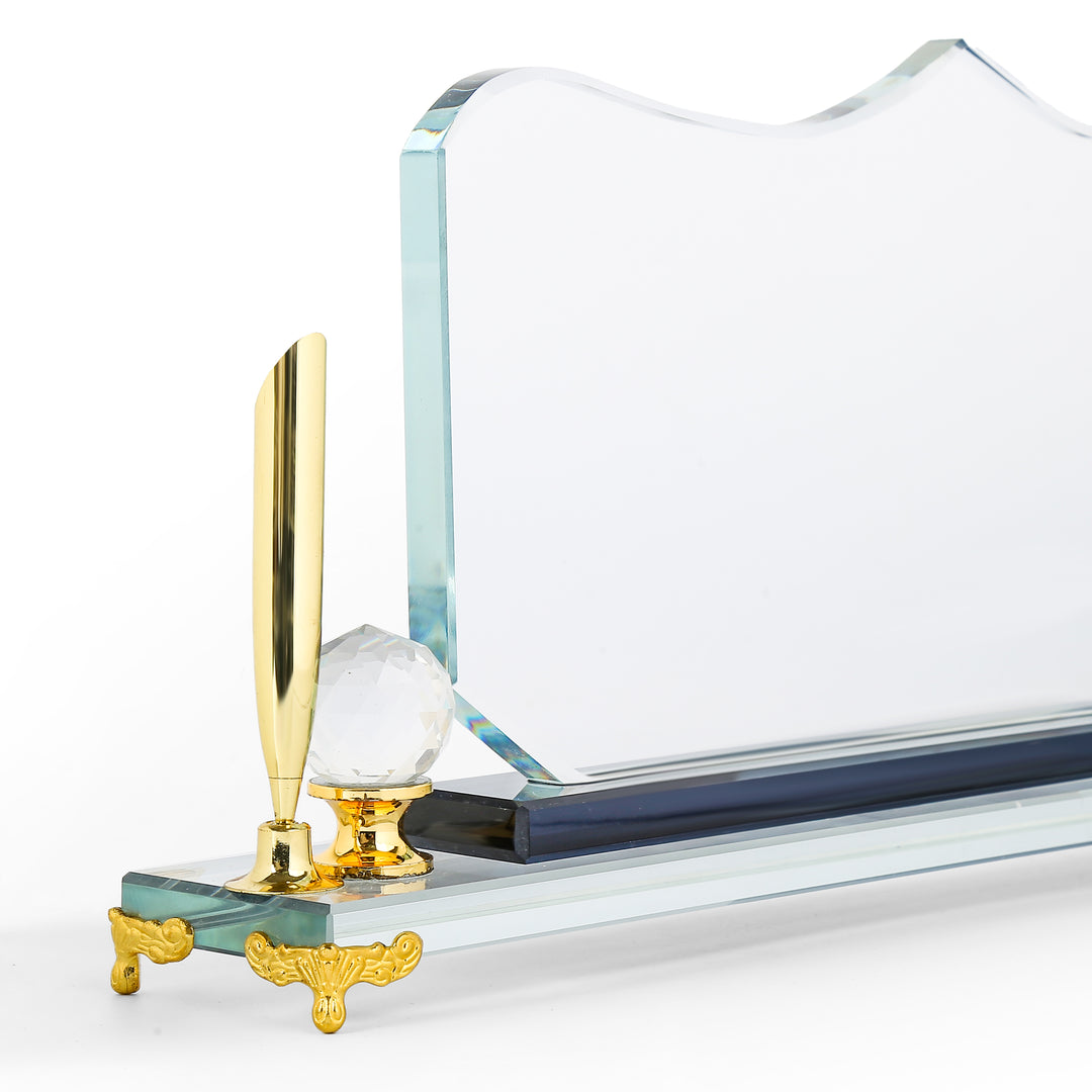 Premium desk name plate with pen holder