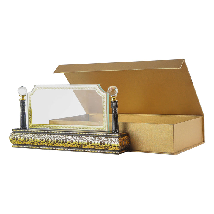 Rectangle wooden golden base desk name plate