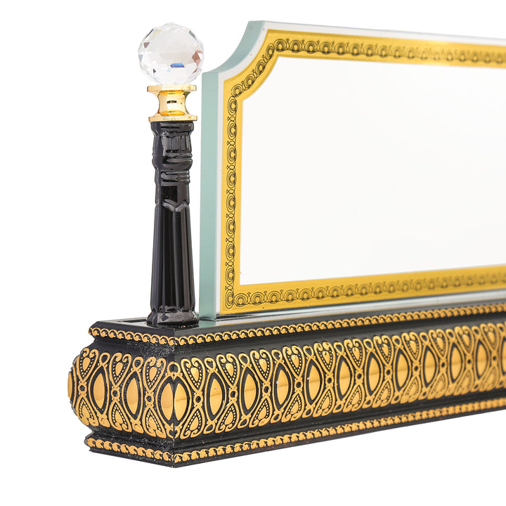 Rectangle wooden golden base desk name plate