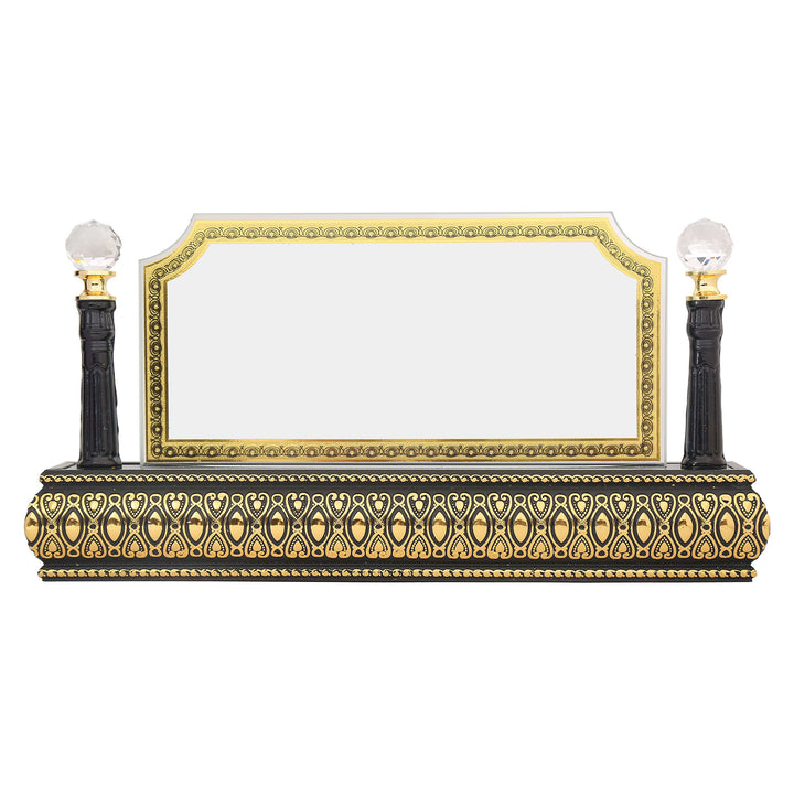 Rectangle wooden golden base desk name plate