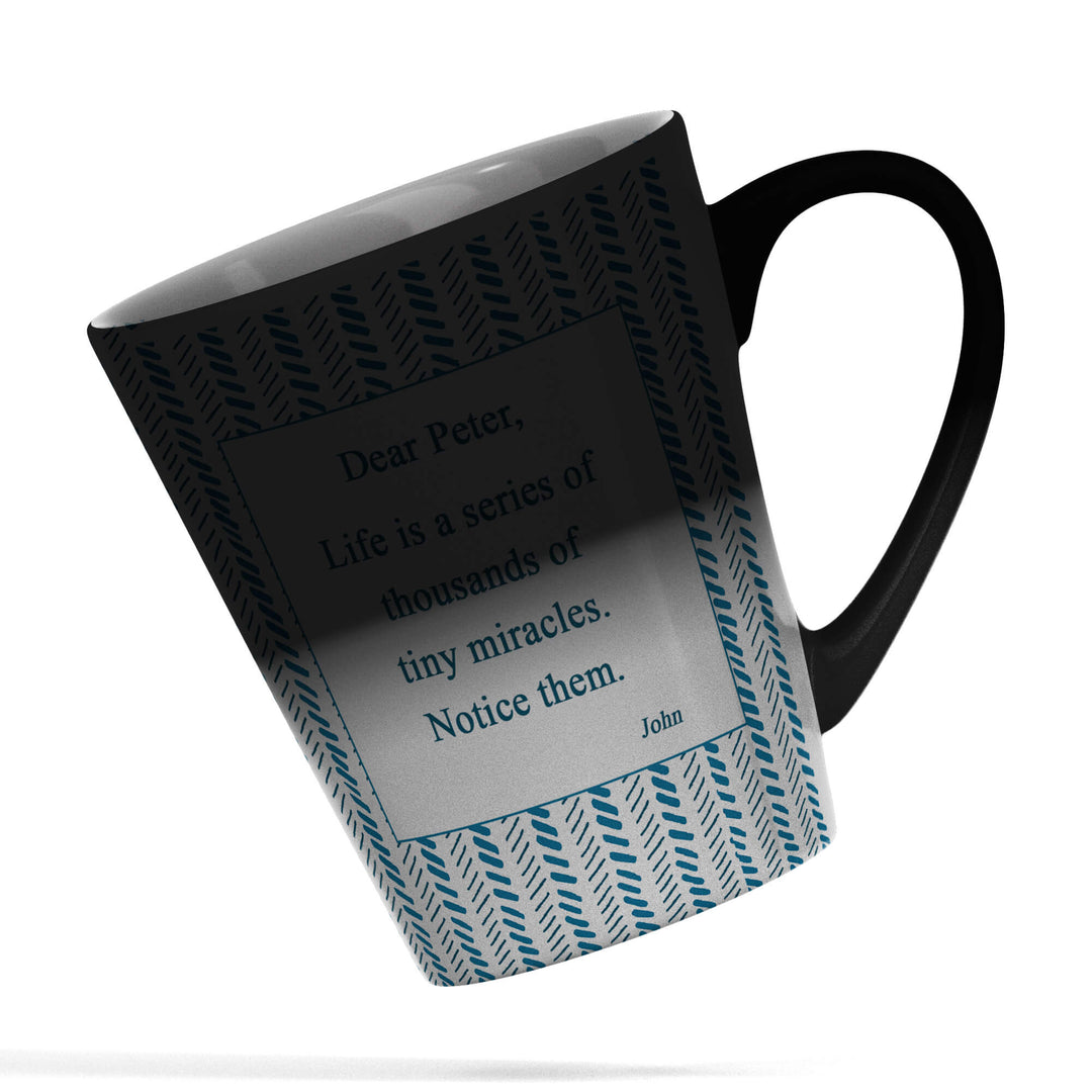 Blue Chevron Name and Text Magic Latte Mug