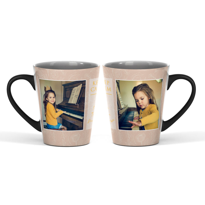 2 Photos And Text Floral Magic Latte Mug