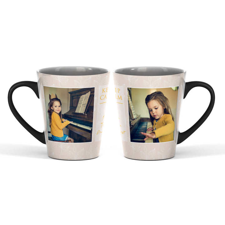 2 Photos And Text Floral Magic Latte Mug