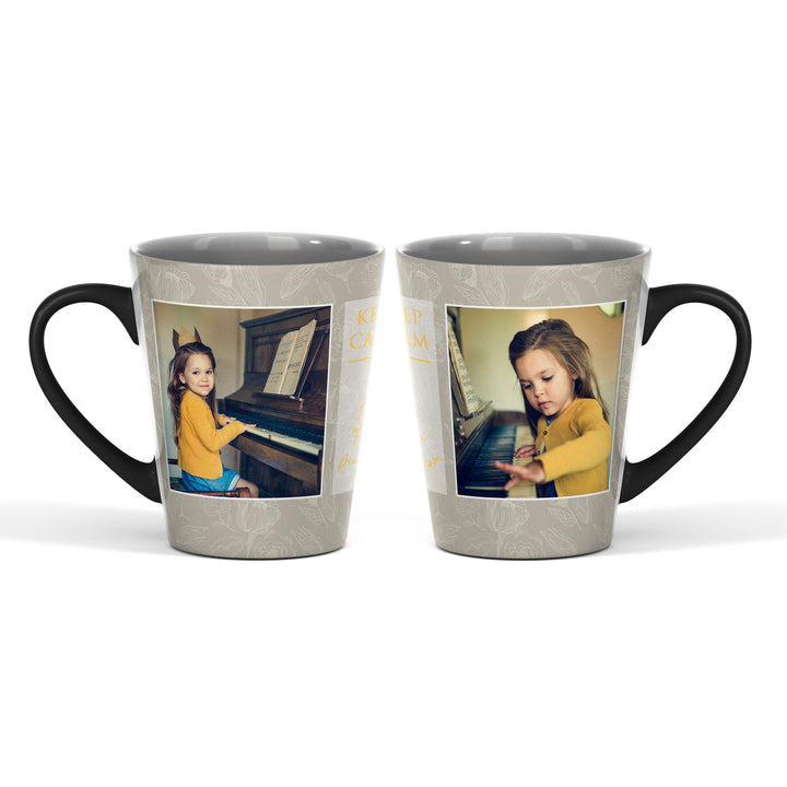 2 Photos And Text Floral Magic Latte Mug