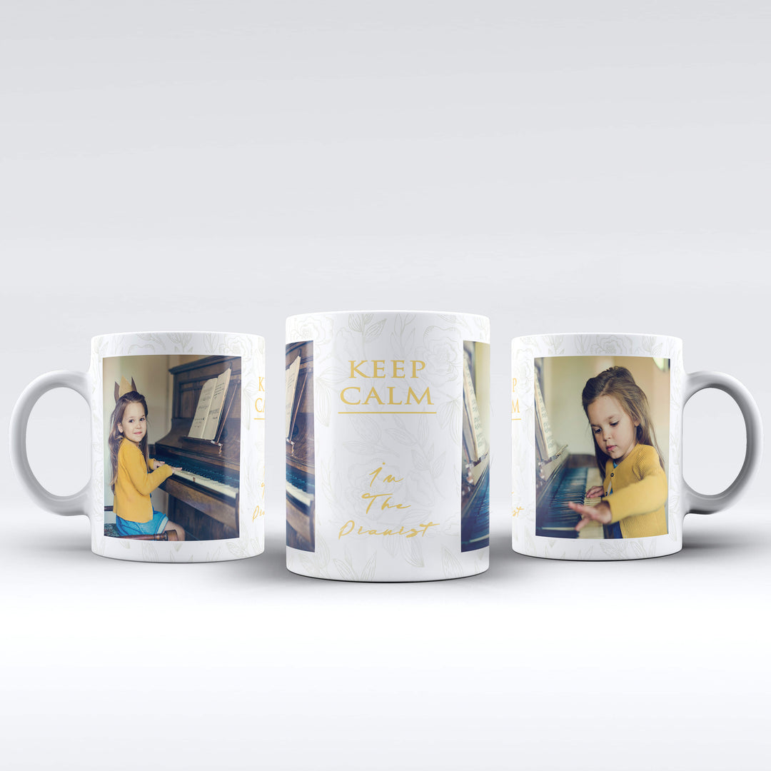 2 Photos And Text Floral Custom White Ceramic Mug