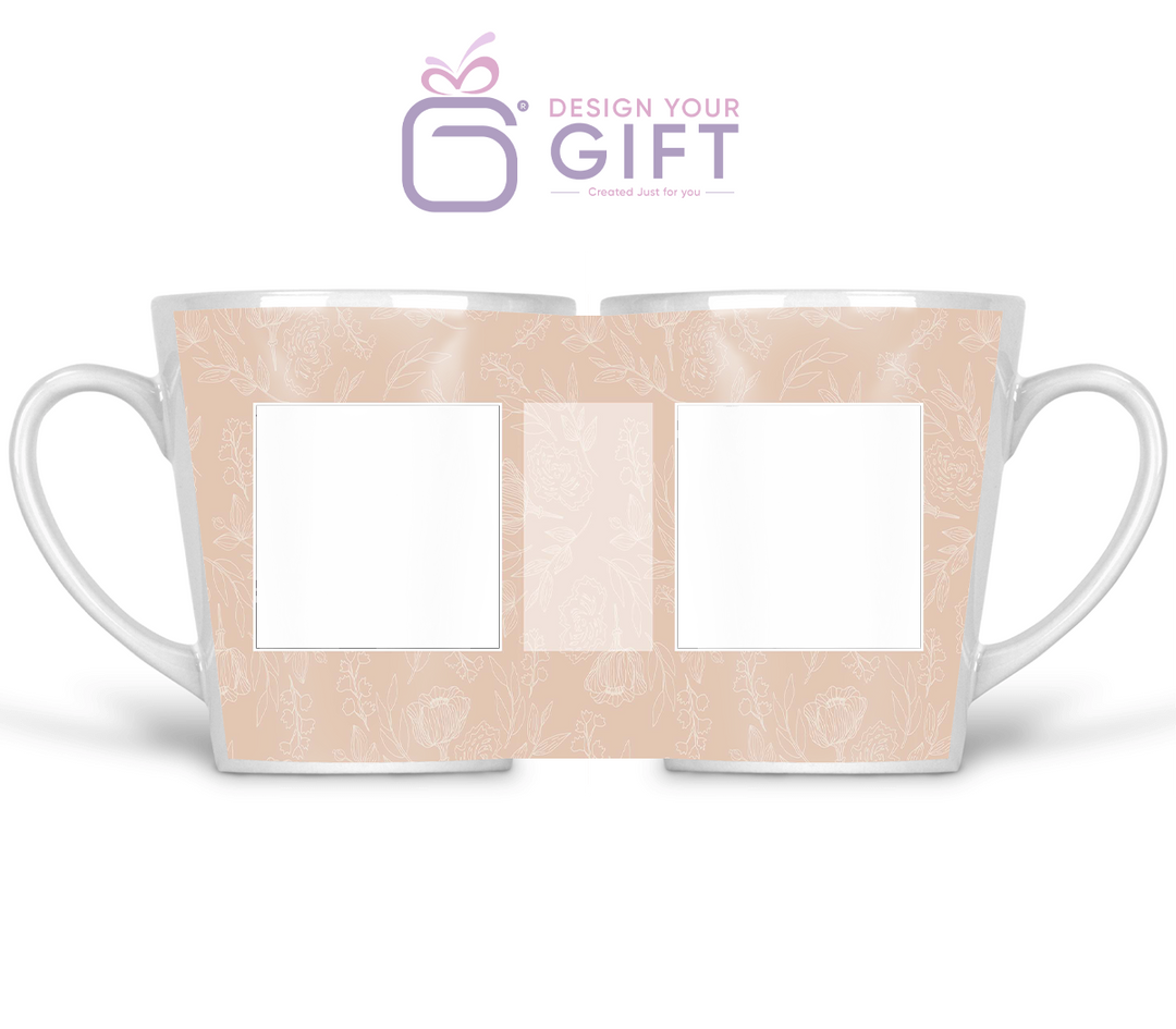 2 Photos And Text Floral Custom Latte Mug