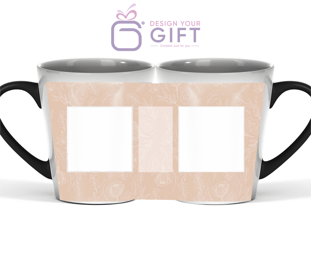 2 Photos And Text Floral Magic Latte Mug