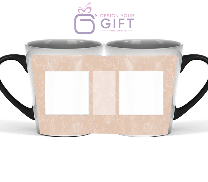 2 Photos And Text Floral Magic Latte Mug