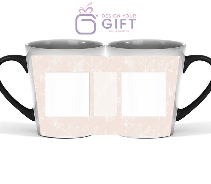 2 Photos And Text Floral Magic Latte Mug