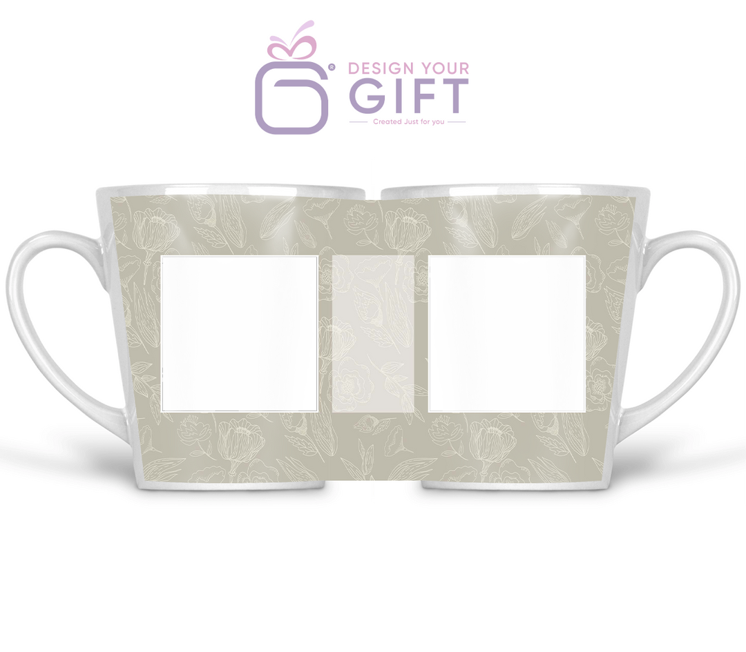 2 Photos And Text Floral Custom Latte Mug