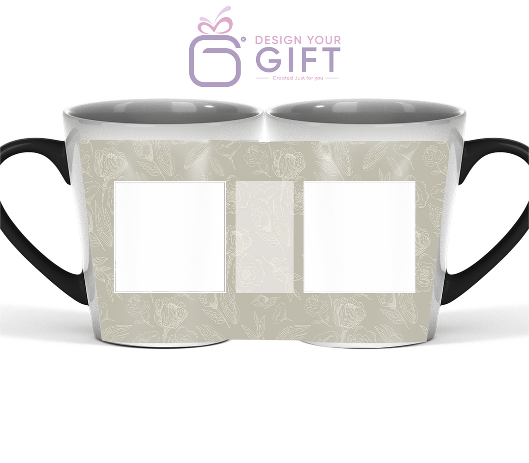 2 Photos And Text Floral Magic Latte Mug