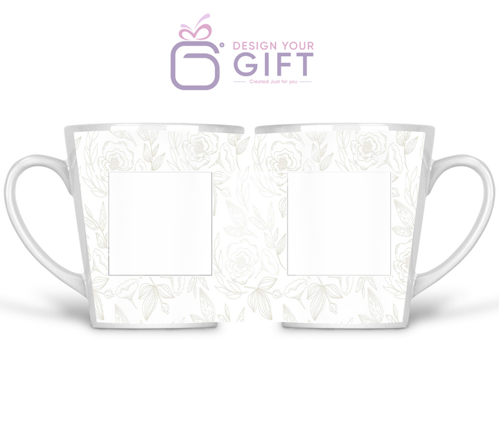 2 Photos And Text Floral Custom Latte Mug