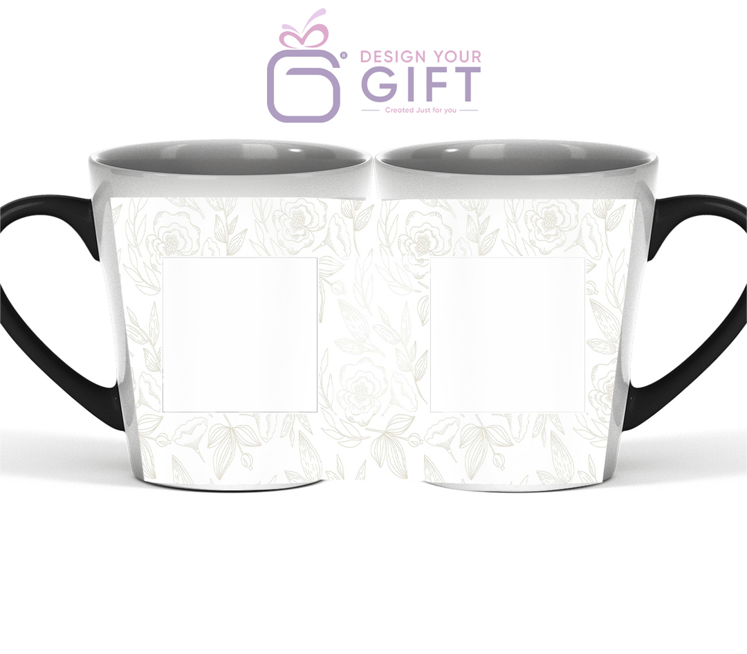 2 Photos And Text Floral Magic Latte Mug