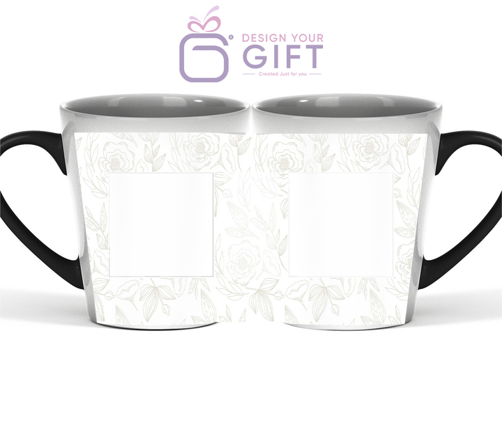 2 Photos And Text Floral Magic Latte Mug