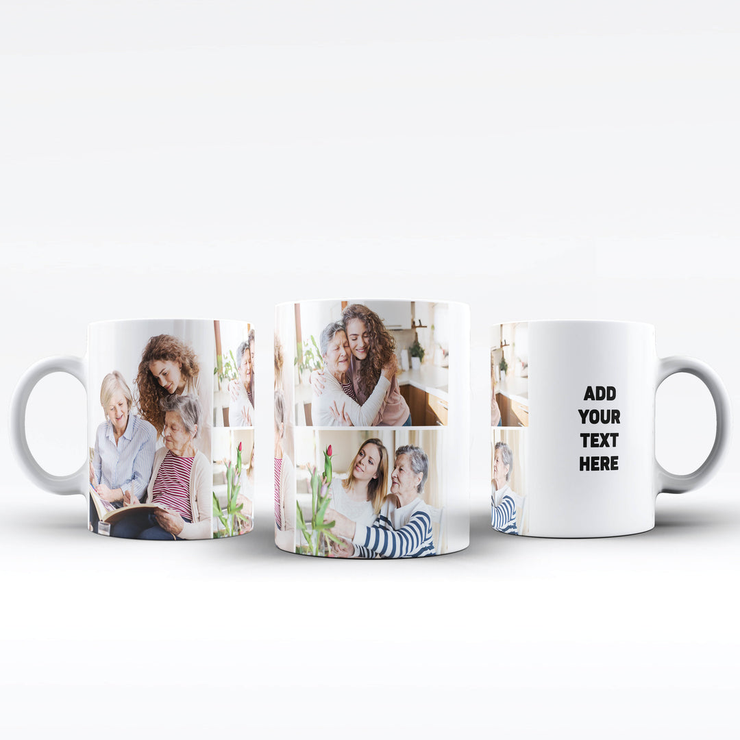 3 Photo & Text White Ceramic Mug