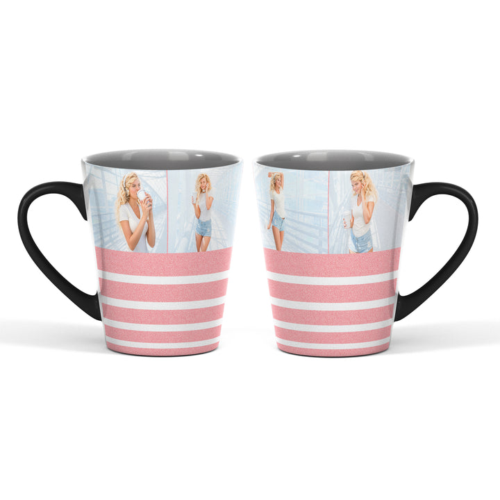 4 Photo Magic Latte Mug Glitter Stripes