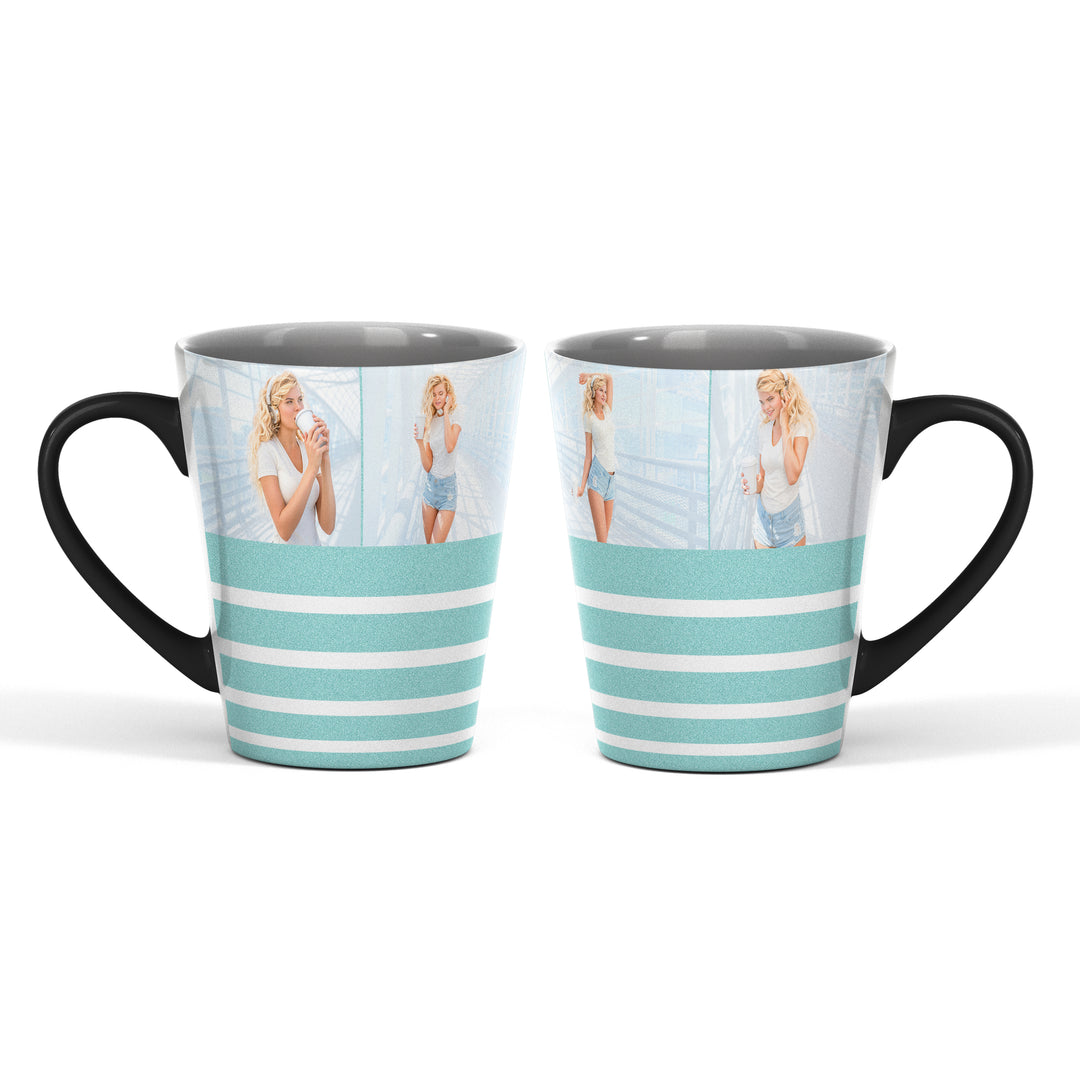 4 Photo Magic Latte Mug Glitter Stripes