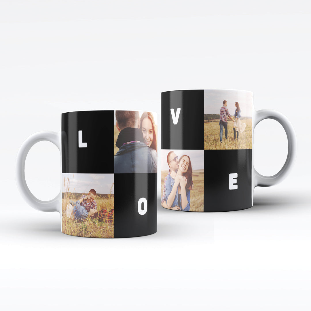 4 Photo & Text White Ceramic Mug