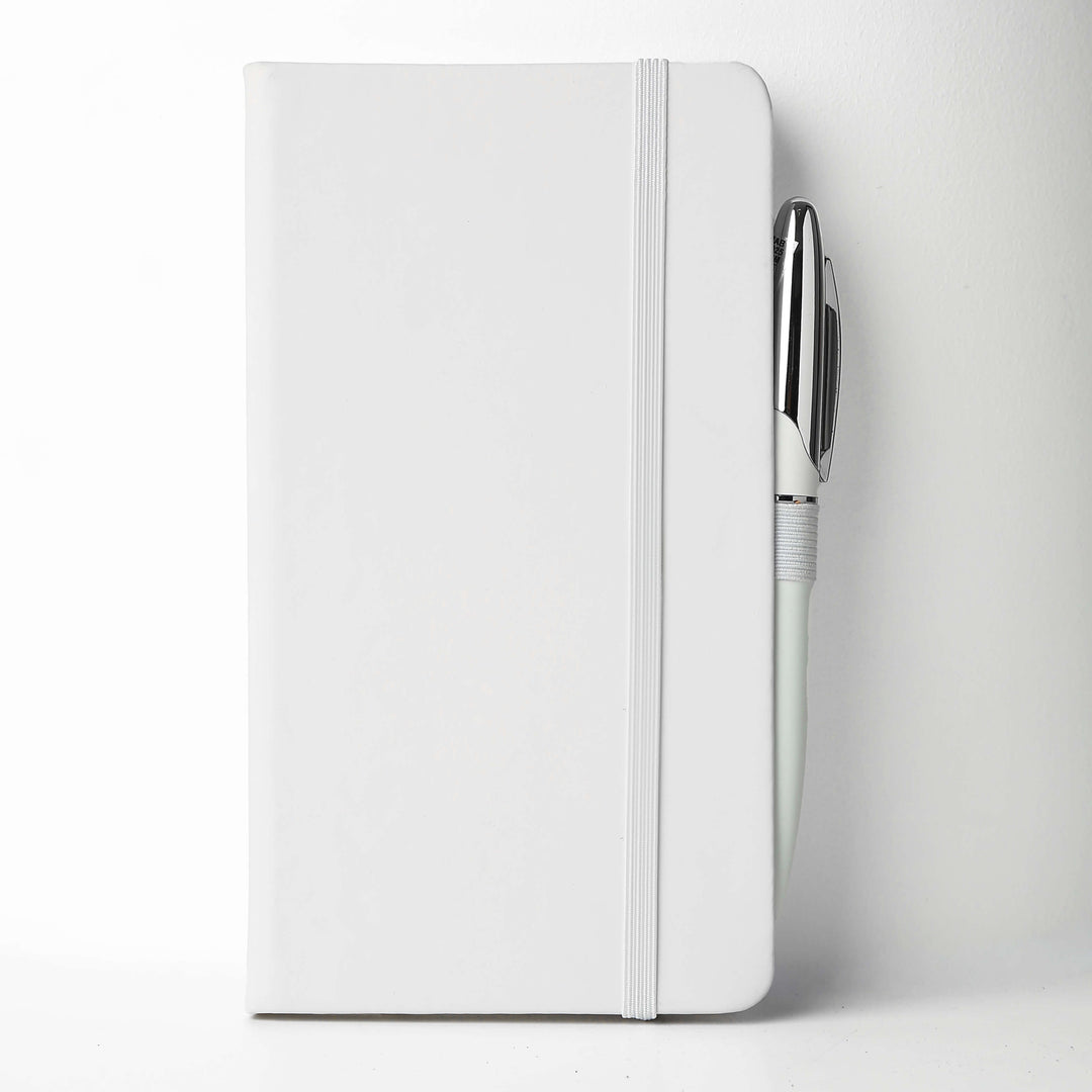 Custom A6 Notebook And Metal Pen Set -  White