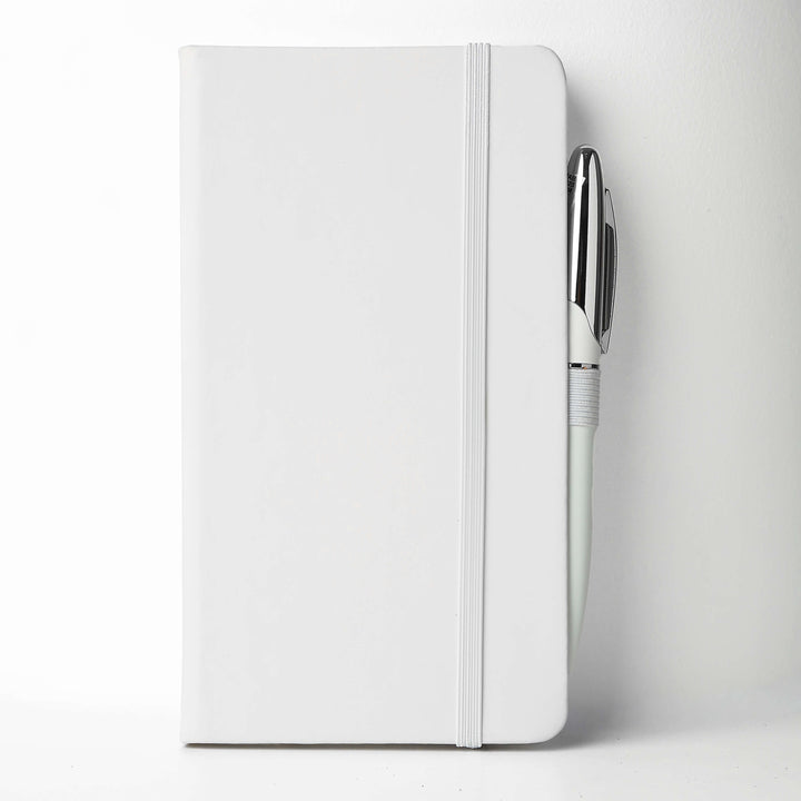 Custom A6 Notebook And Metal Pen Set -  White