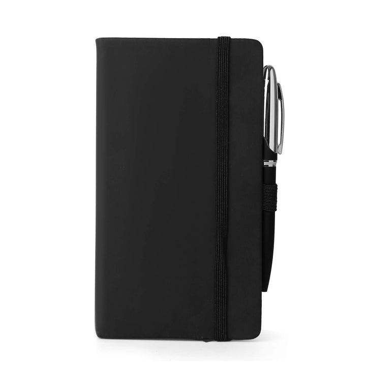 Custom A6 Notebook And Metal Pen Set -  Black
