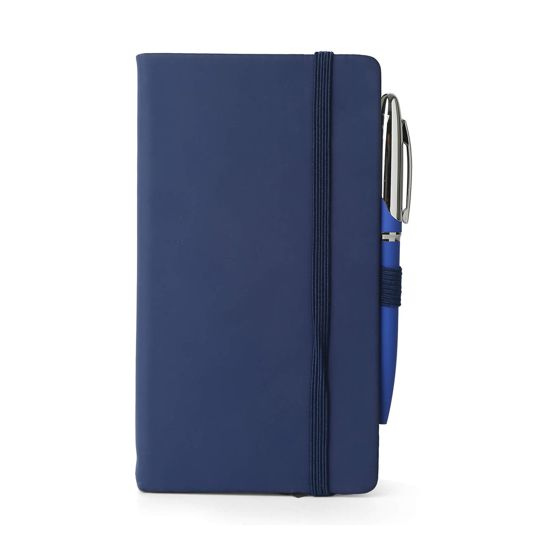 Custom A6 Notebook And Metal Pen Set -  Blue
