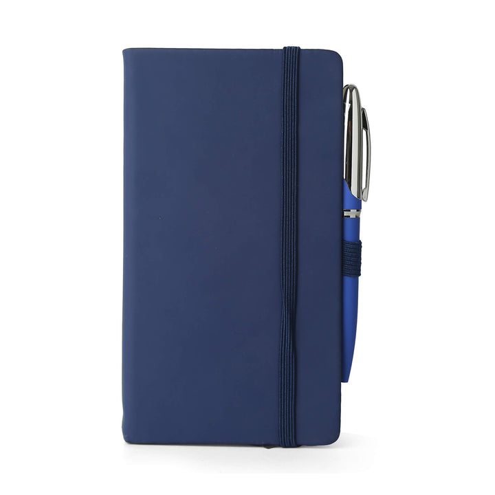 Custom A6 Notebook And Metal Pen Set -  Blue