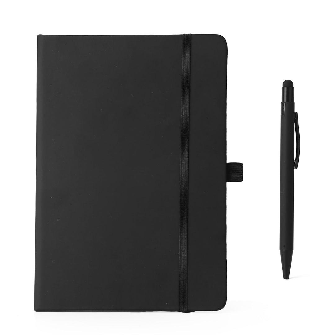 Personalised  Black A5 NoteBook With Rubber Pen