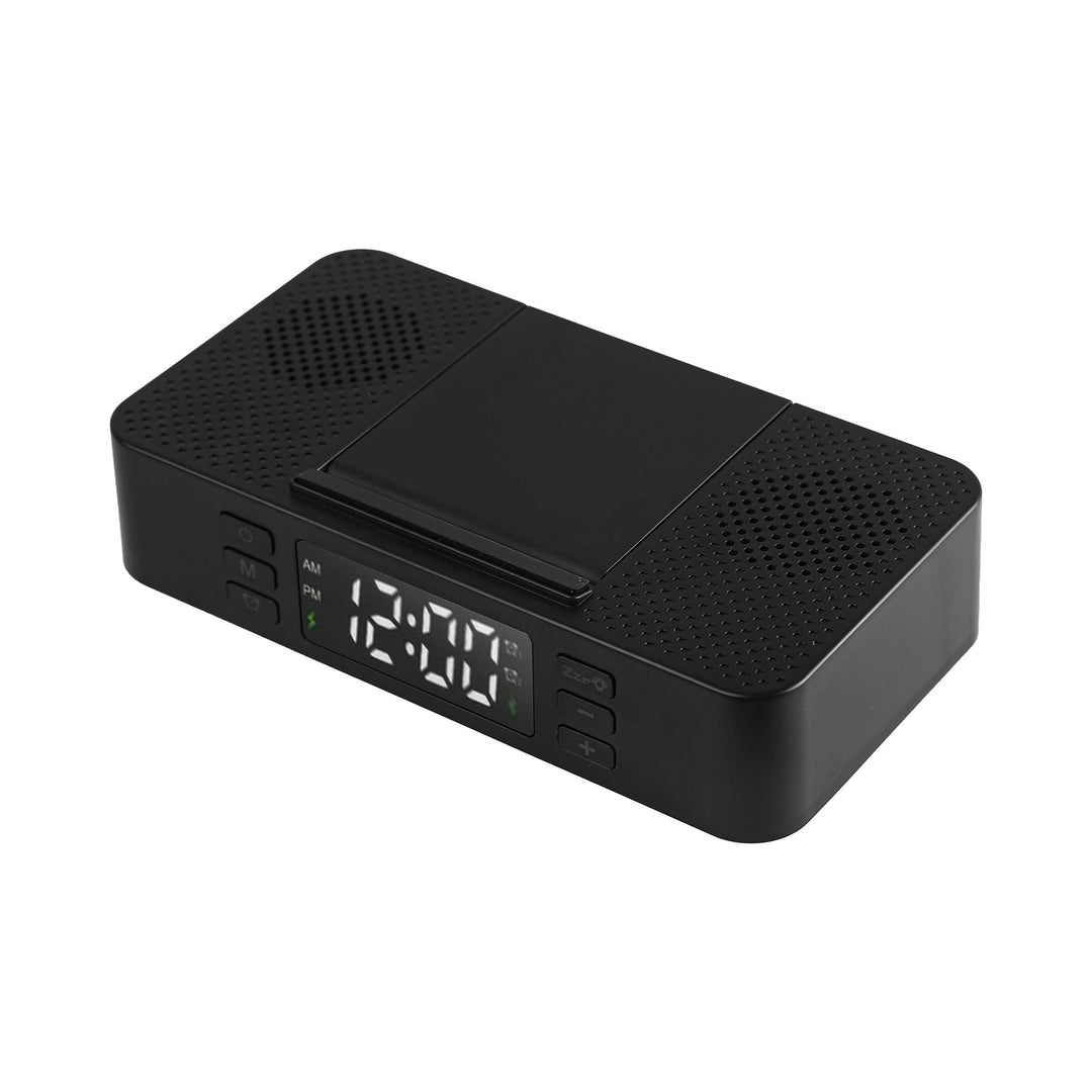 Personalised Wireless Phone Charging Dock with Speaker and Digital Clock