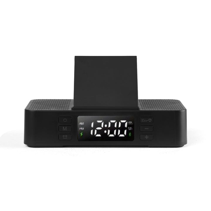 Personalised Wireless Phone Charging Dock with Speaker and Digital Clock