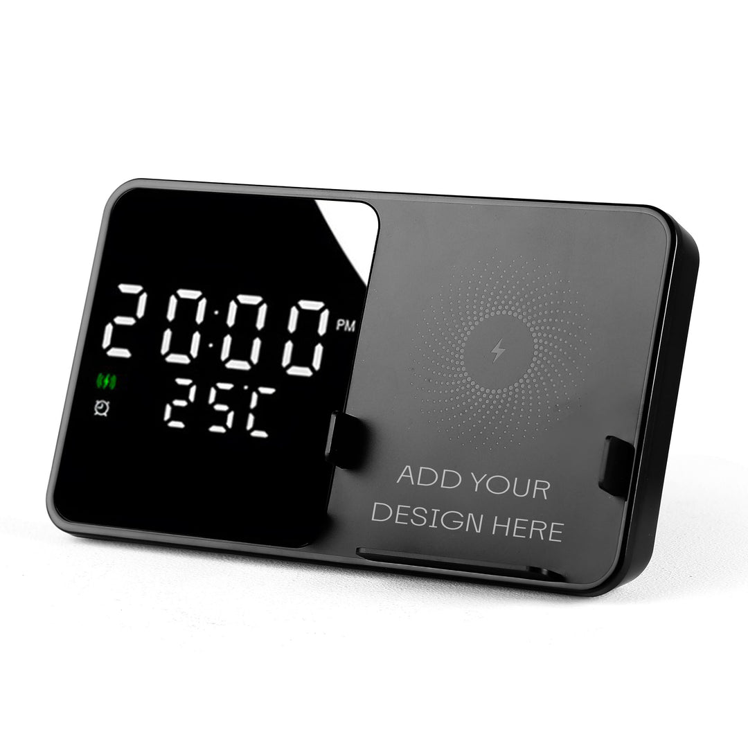 Personalised Wireless Phone Charging Dock with Digital Clock