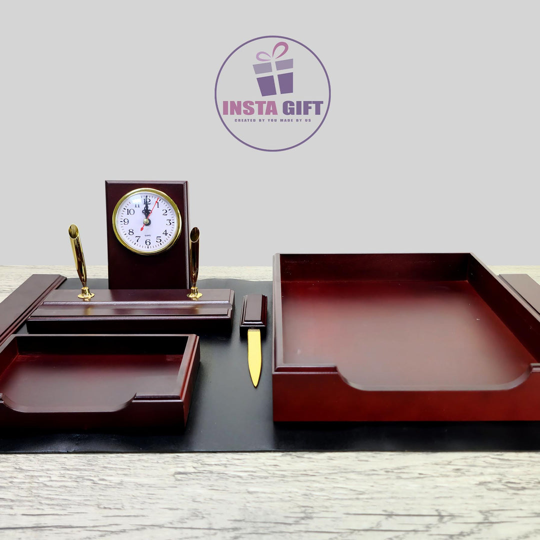 6 Pieces Red wooden Desk Set
