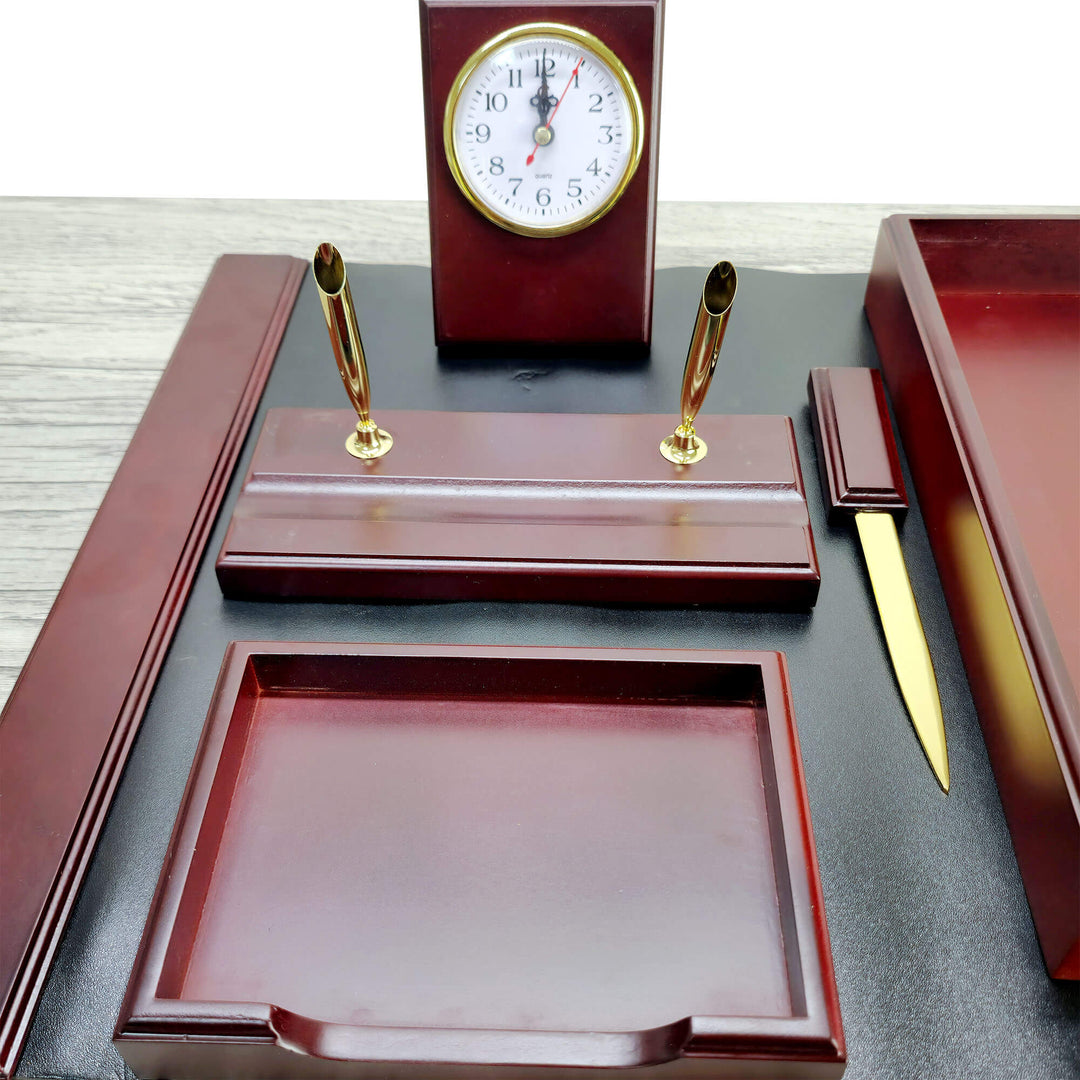 6 Pieces Red wooden Desk Set