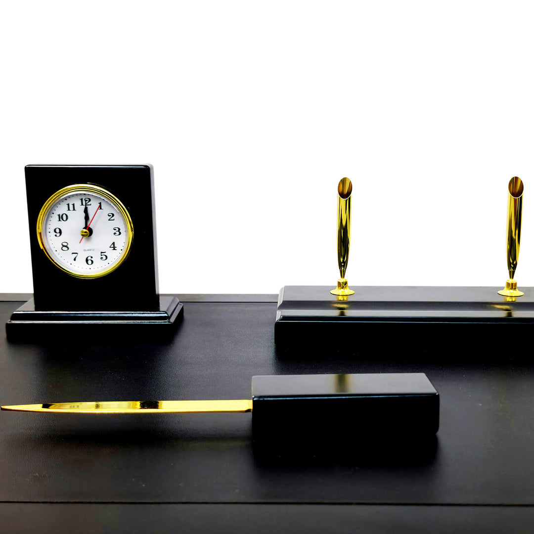 9 Pieces Black wooden Desk Set