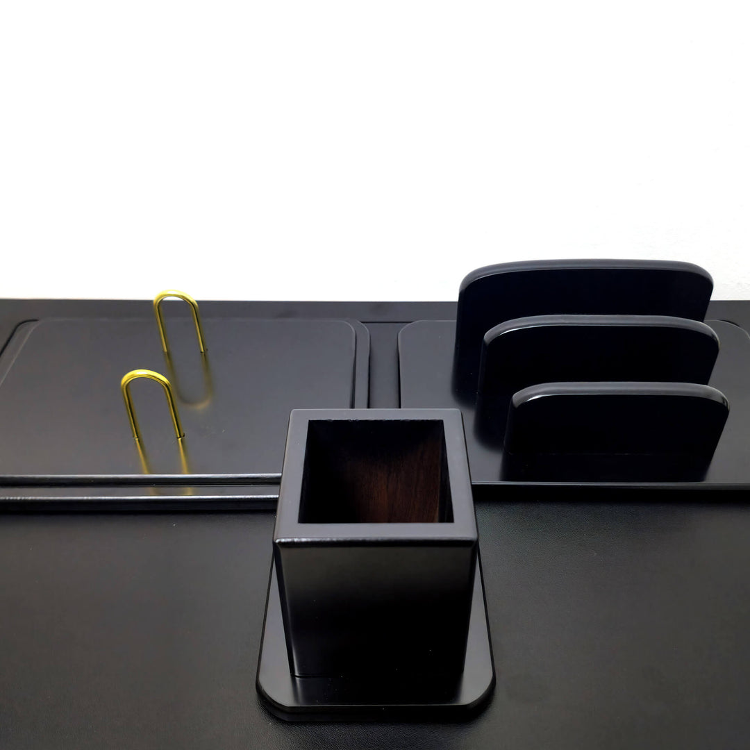 9 Pieces Black wooden Desk Set
