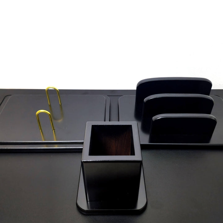 9 Pieces Black wooden Desk Set