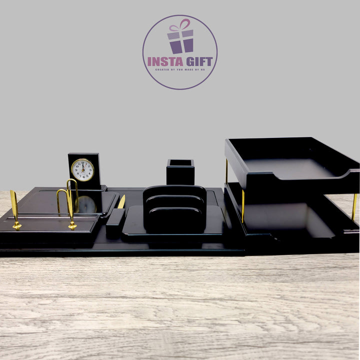 9 Pieces Black wooden Desk Set