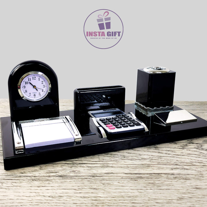 Modern Desk Set - Black With Calculator