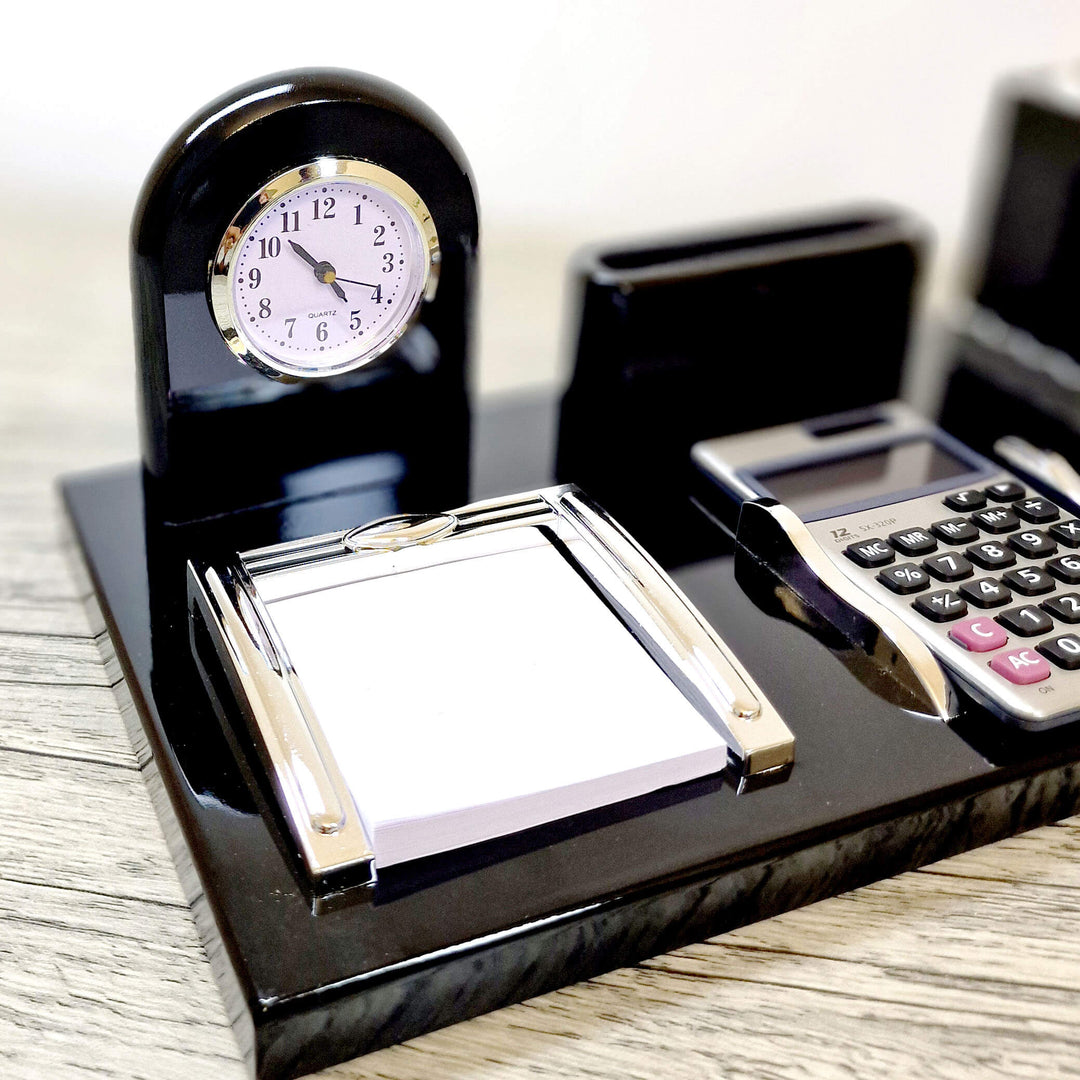 Modern Desk Set - Black With Calculator