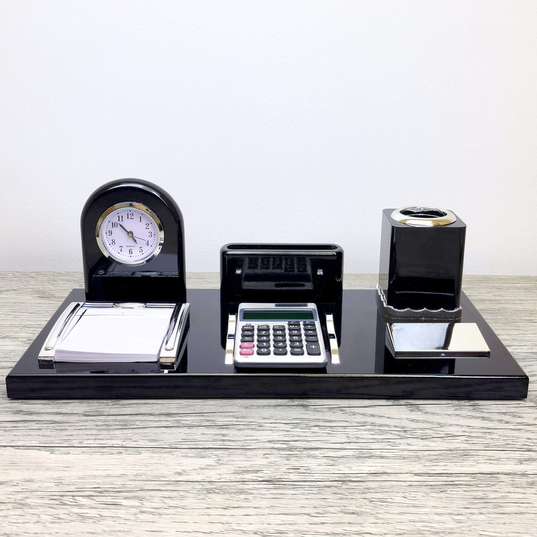 Modern Desk Set - Black With Calculator