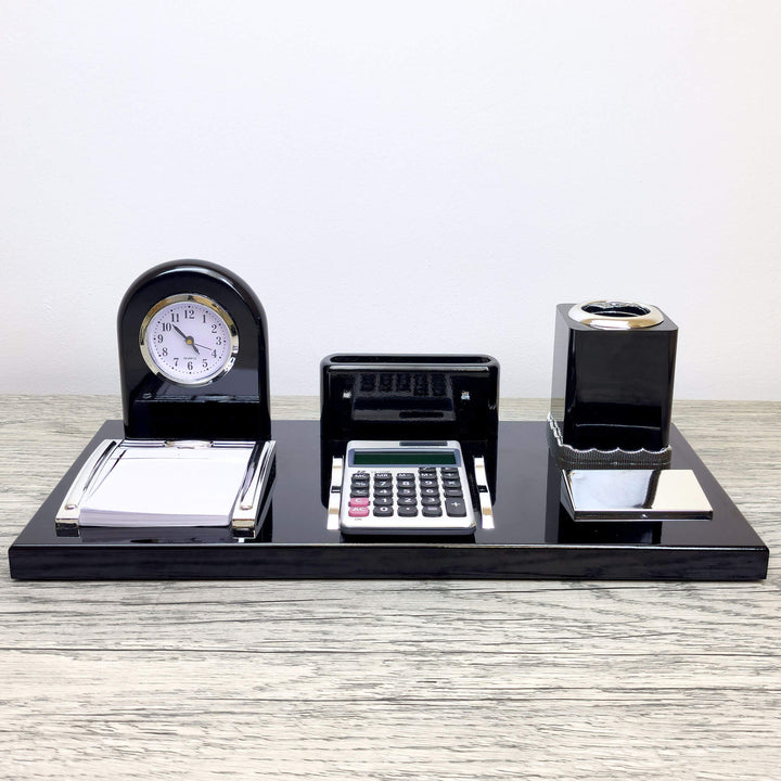 Modern Desk Set - Black With Calculator
