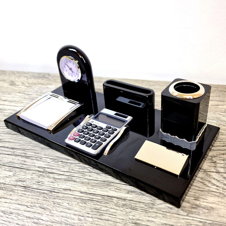 Modern Desk Set - Black With Calculator