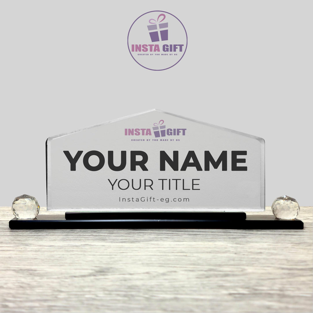 Pyramid Crystal Desk Name Plate