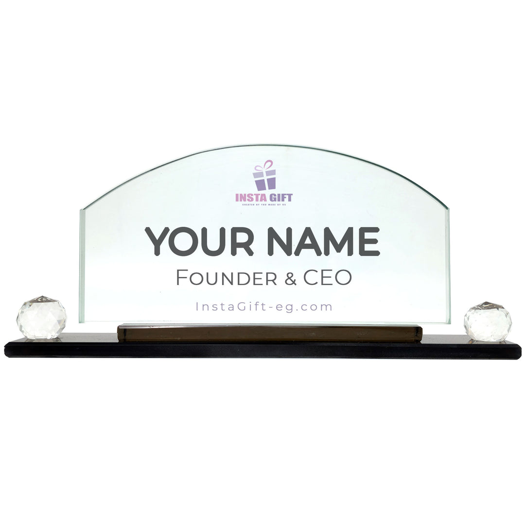 Arch Crystal Desk Name Plate