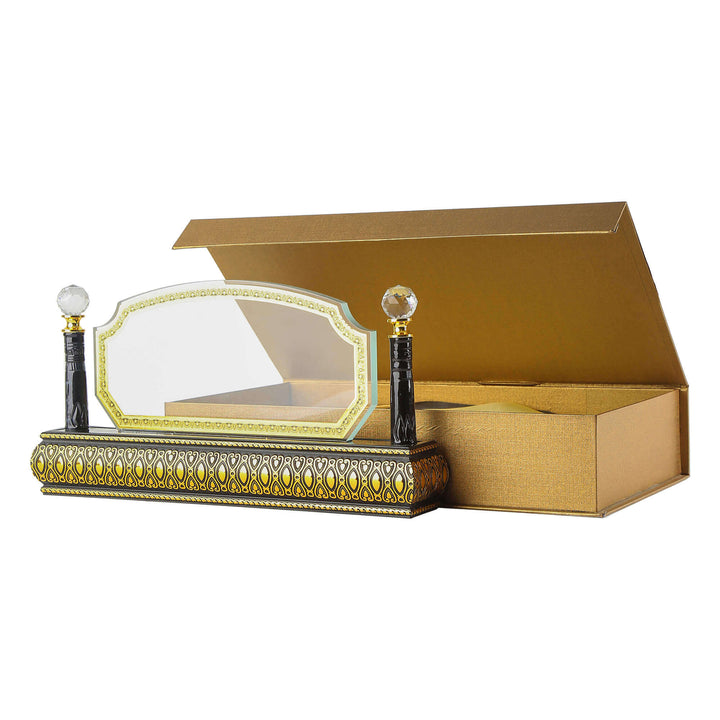 Arch wooden golden base desk name plate