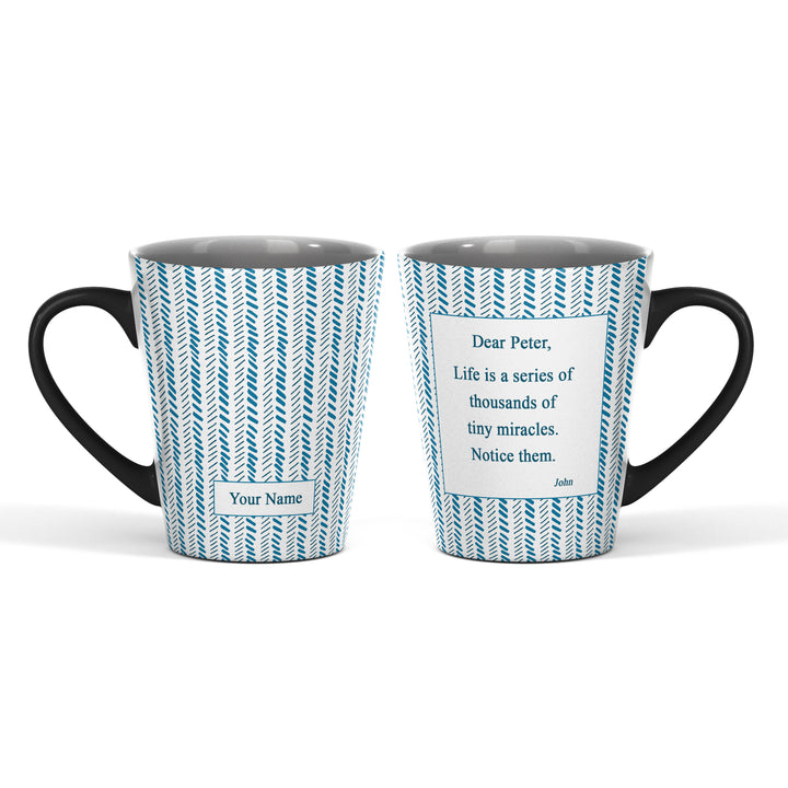 Blue Chevron Name and Text Magic Latte Mug