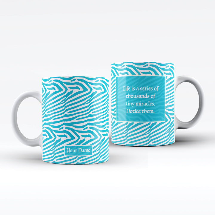 Zebra Name and Text White Ceramic Mug