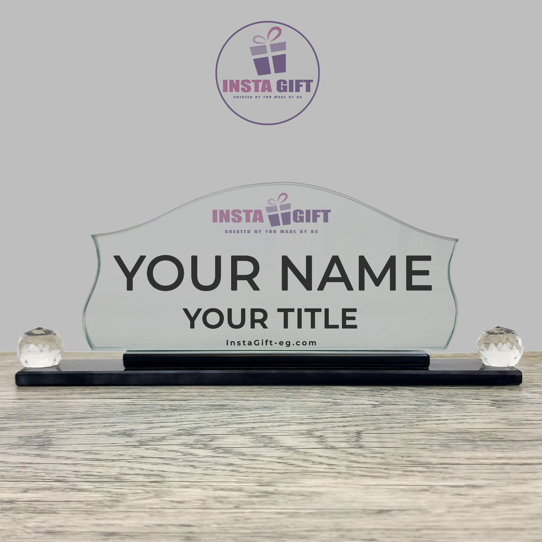 Curved Dome Crystal Desk Name Plate