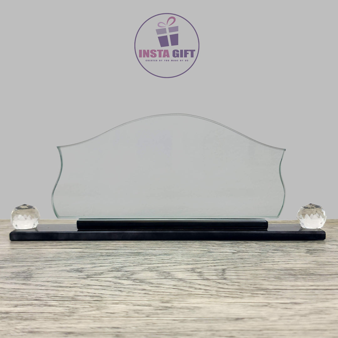 Curved Dome Crystal Desk Name Plate
