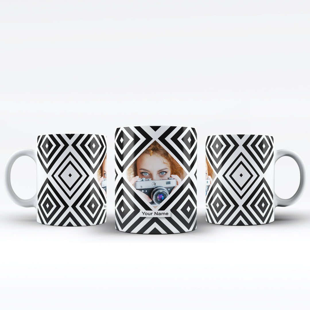 Diamond Photo & Name White Ceramic Mug